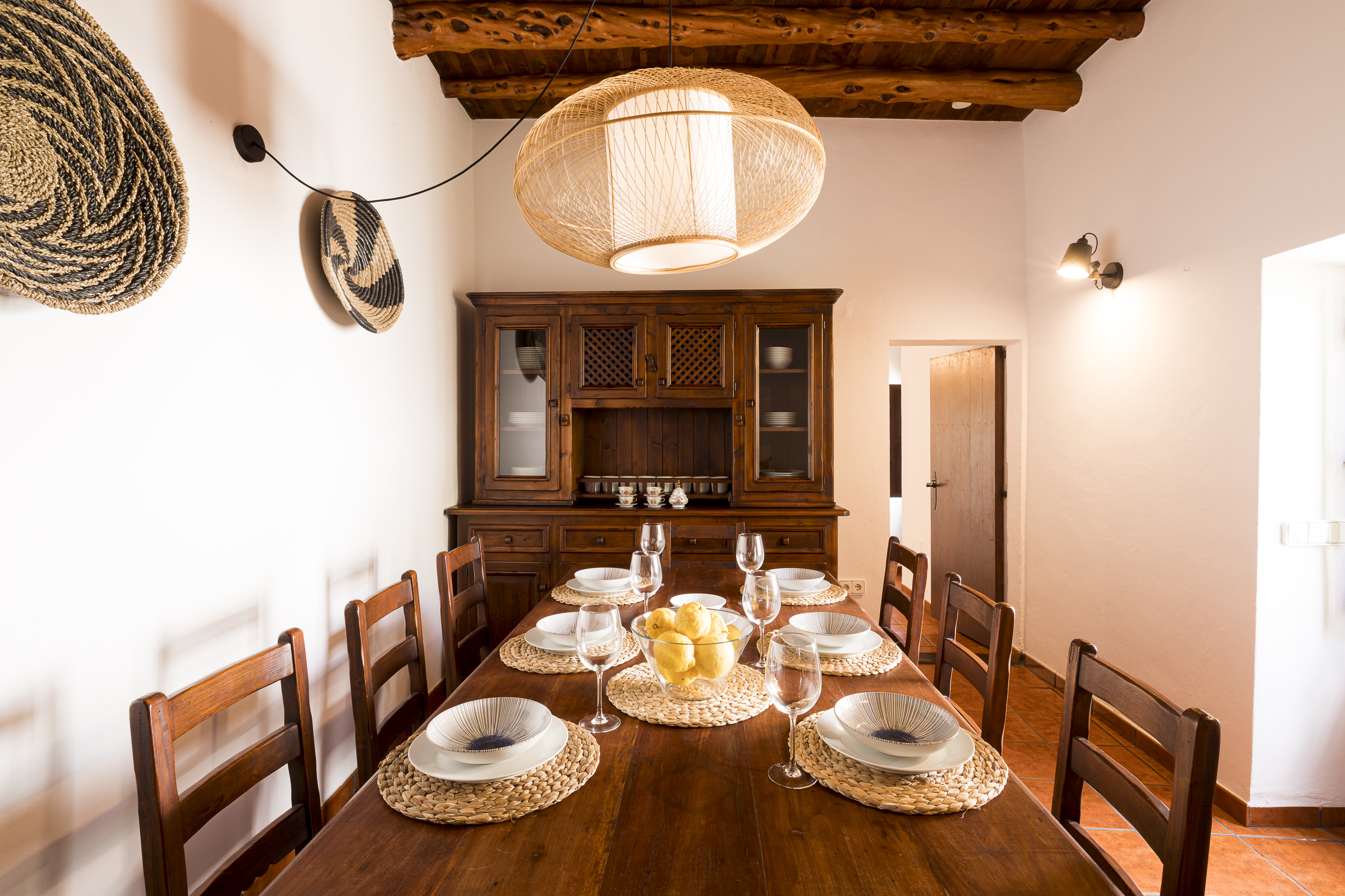 Resa estates rental in jesus 2022 finca private pool in Ibiza house dining table interior.jpg